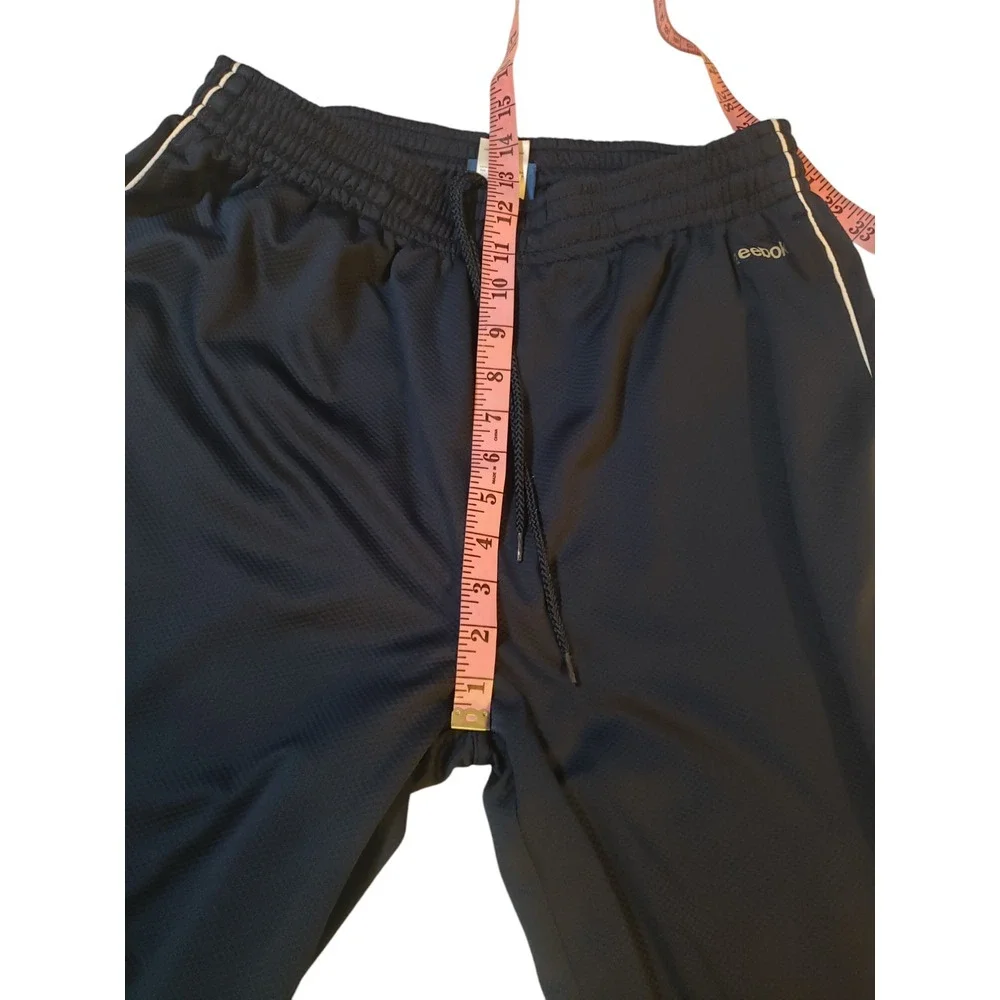 Reebok Mens Pants L Blue Drawstring Flat‎ Front Side High Rise Pockets Track